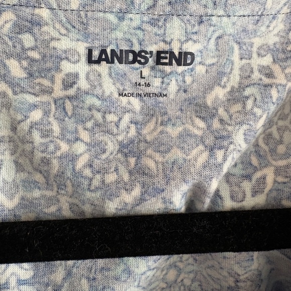 Lands' End Blue 100% Cotton Summer Dress / Shift / Swimsuit Coverup with pockets - Picture 5 of 5